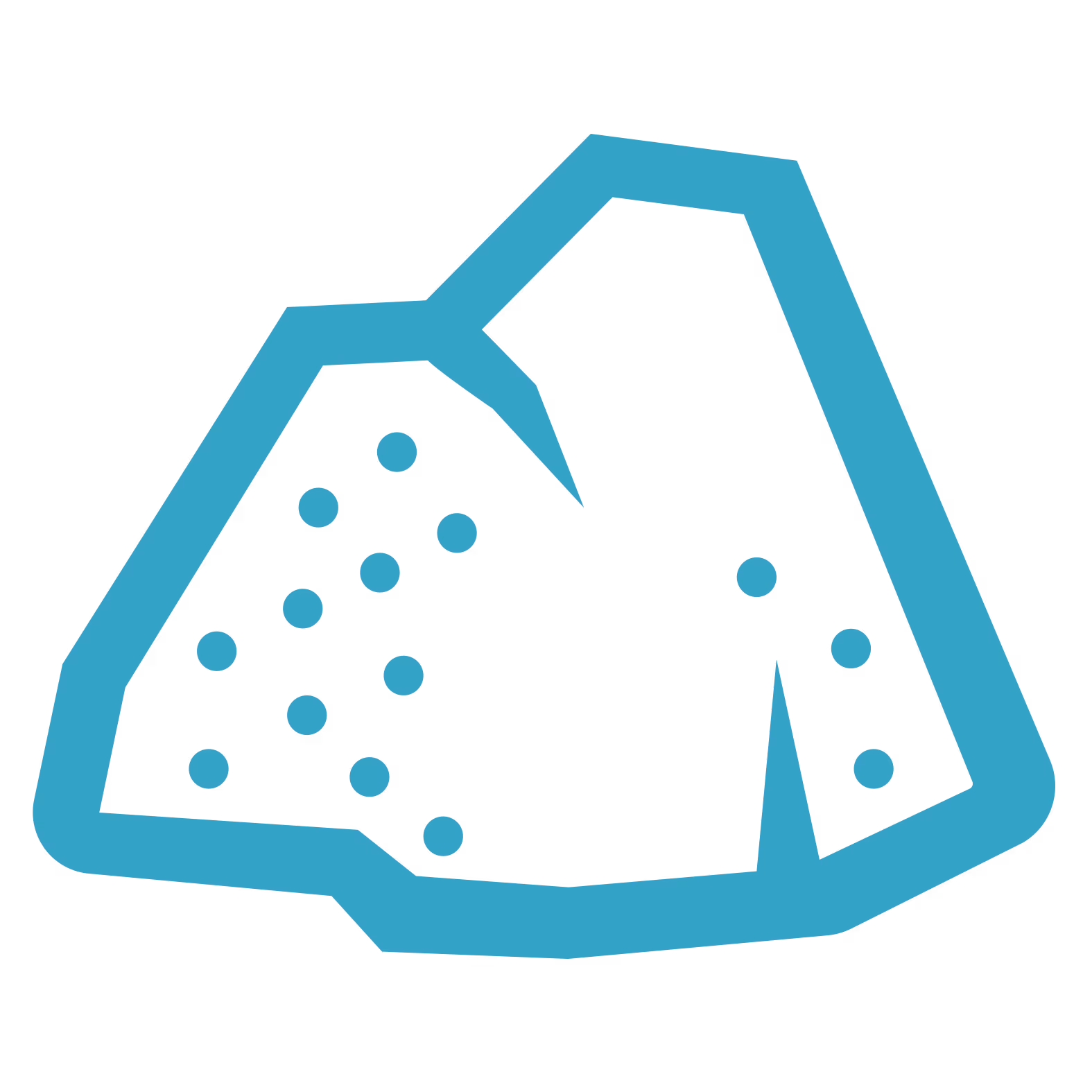 A teal-colored icon of a rock or mineral chunk with dots on its surface.