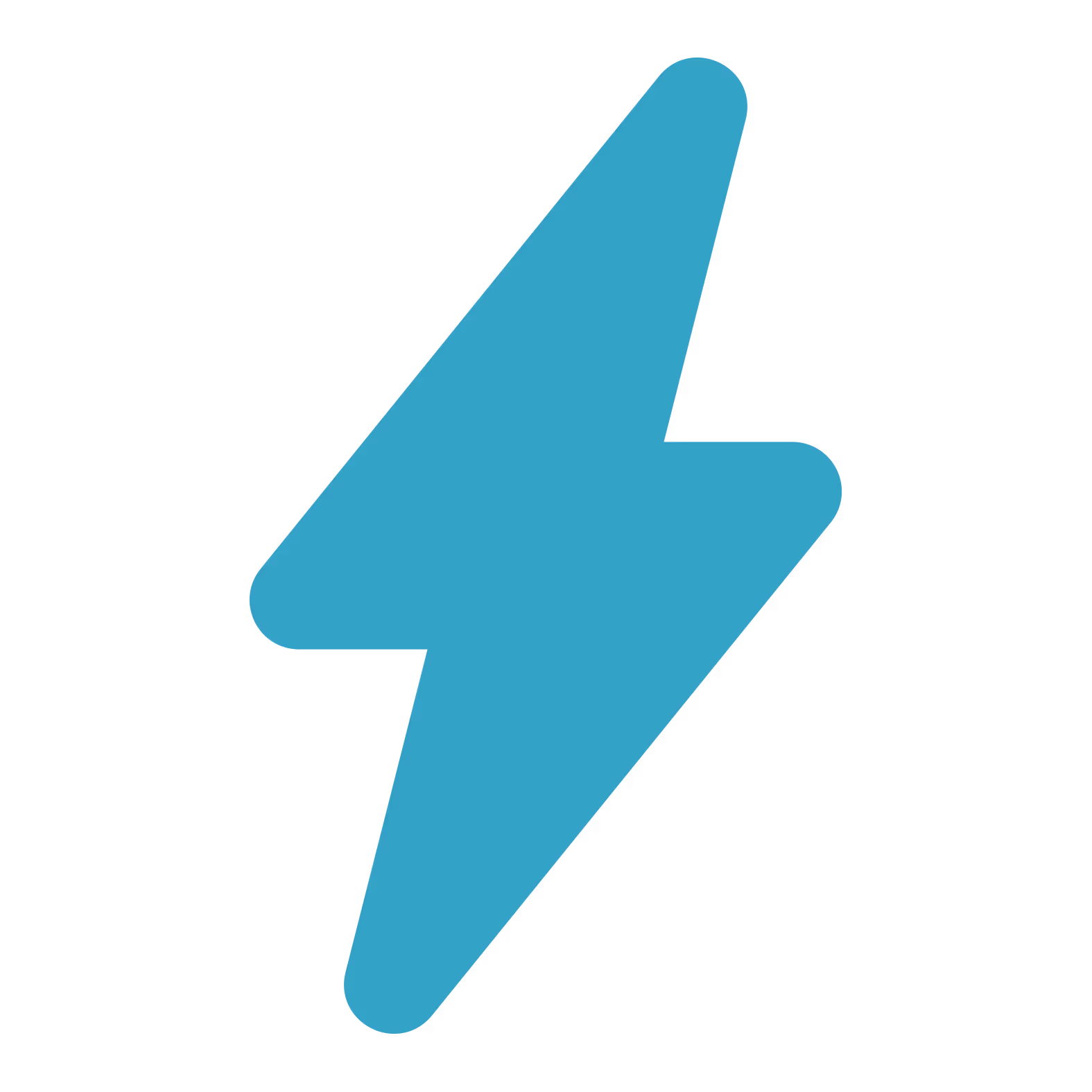 A teal lightning bolt icon against a white background.