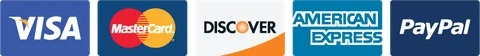 Visa, Mastercard, American Express, Discover and PayPal accepted